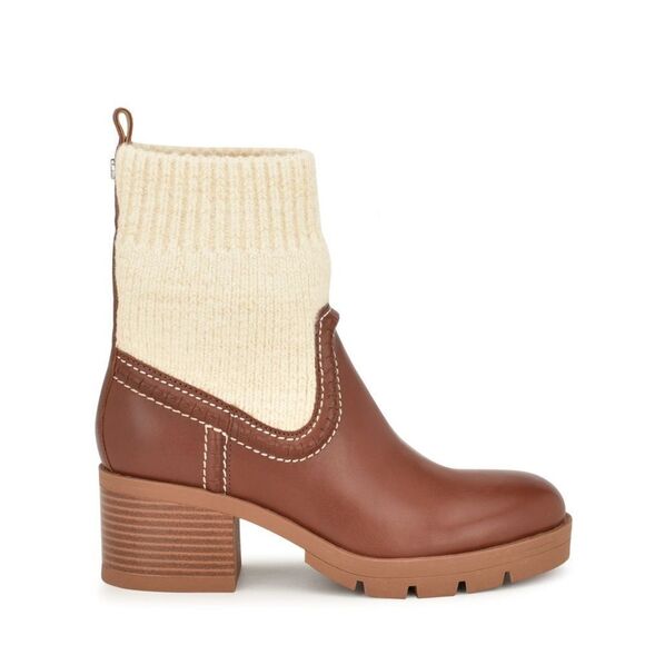 (Z3) NINE WEST Popit casual ankle boots, leather and sock, size 9M - Picture 5 of 10